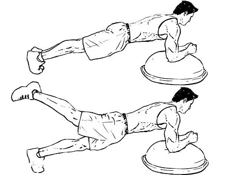 حرکت پلانک با یک پا بوسوبال